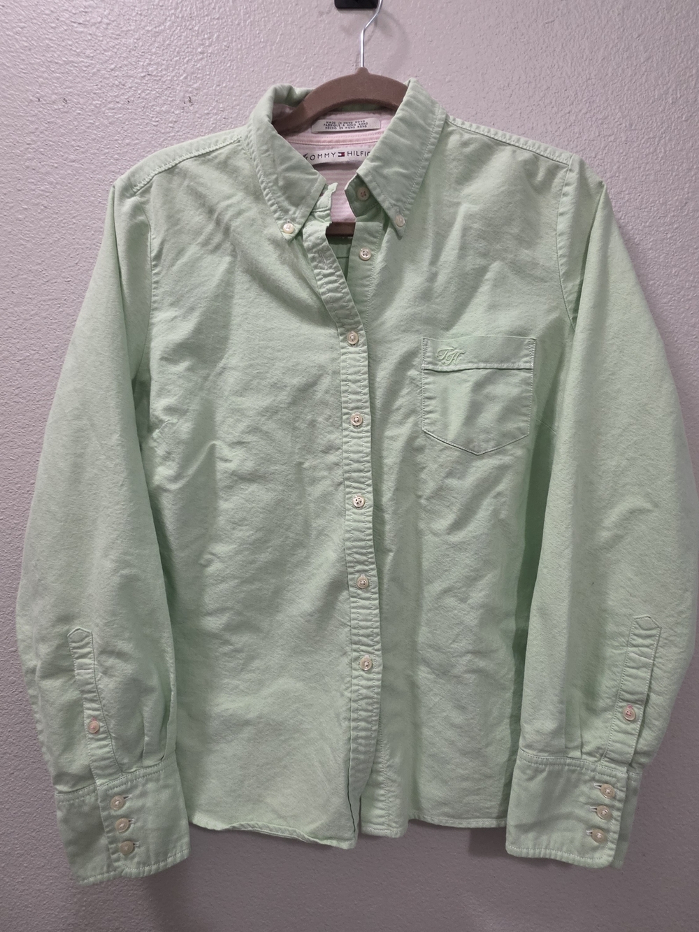 Tommy Hilfiger Women’s Mint Green 100% Cotton Button Up Shirt - Size M